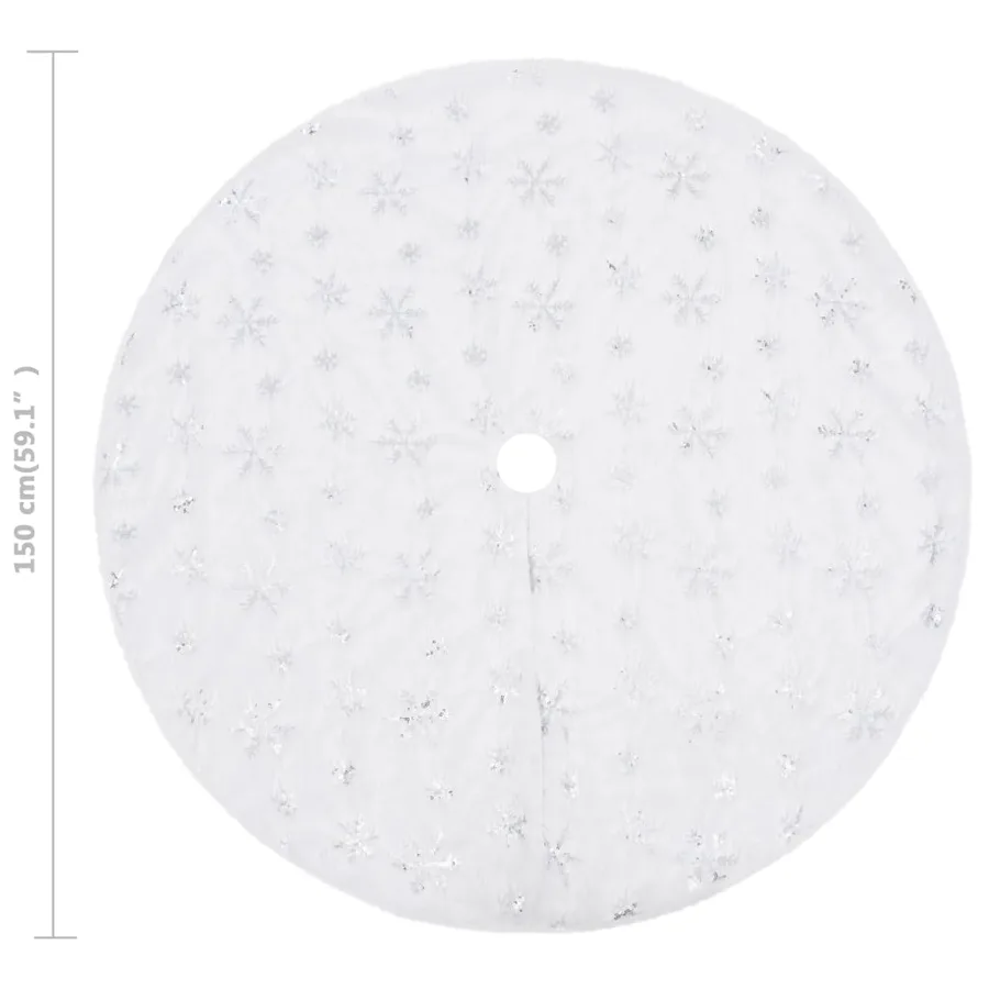 Jupe de sapin de Noël de luxe blanche 150 cm en fausse fourrure - 6