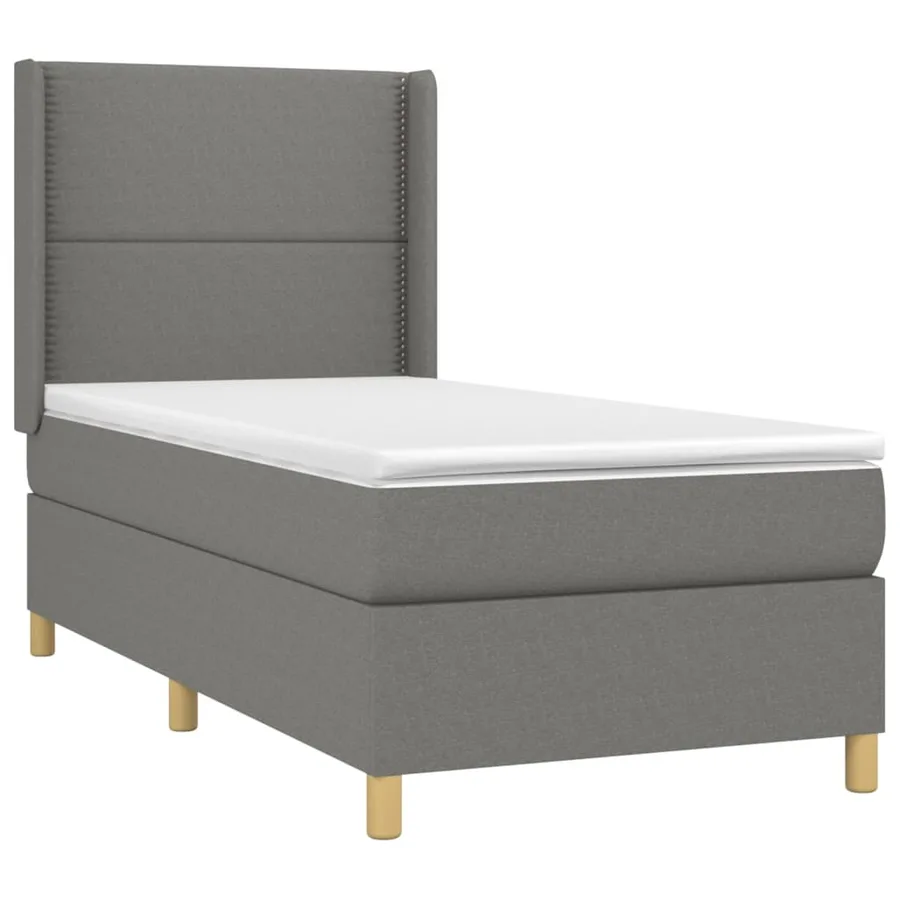 Sommier à lattes de lit matelas LED Gris foncé 100x200 cm Tissu - 4
