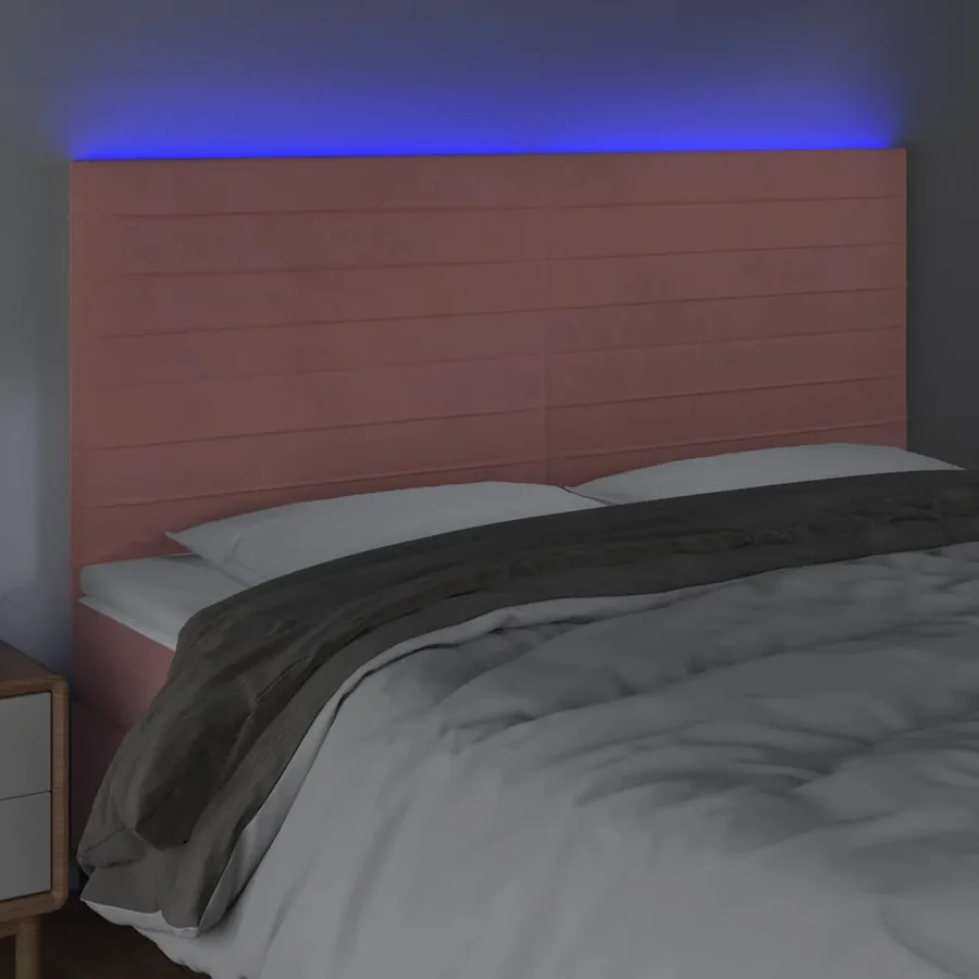 Tête de lit à LED Rose 160x5x118/128 cm Velours - 3