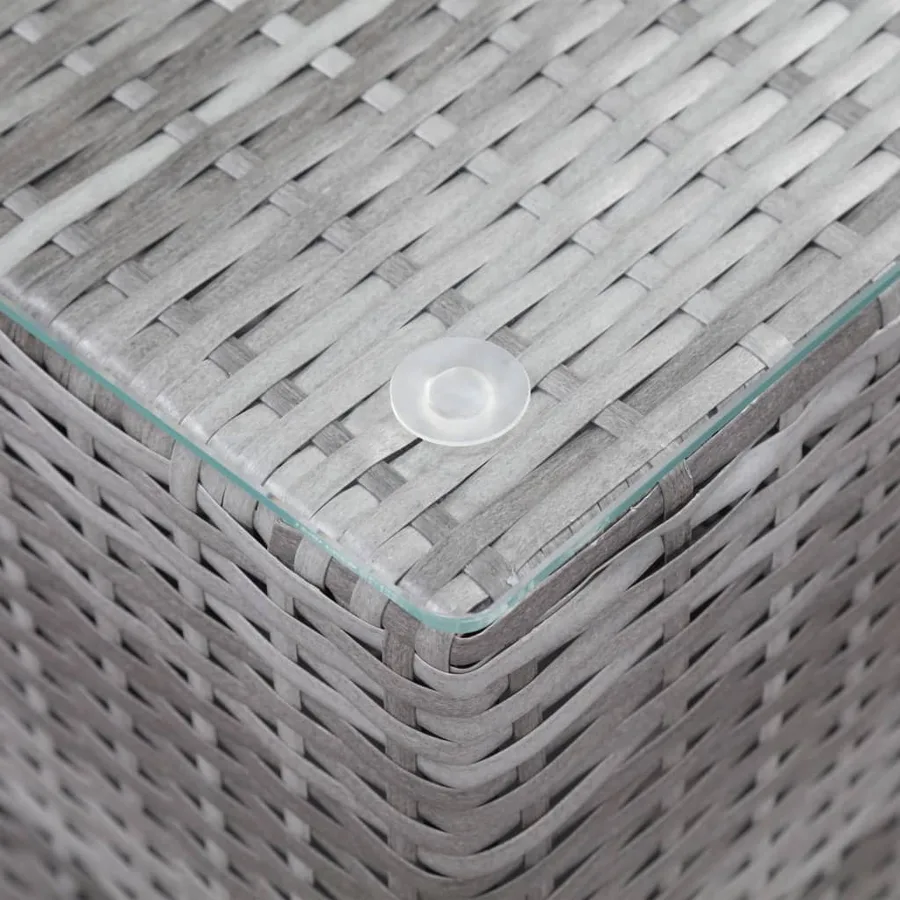 Table d'appoint à dessus en verre Gris 35x35x52 cm Poly rotin - 4