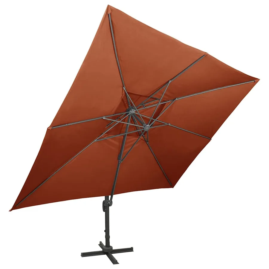 Parasol de jardin déporté avec double plateau en terre cuite 400 x 300 cm - 2