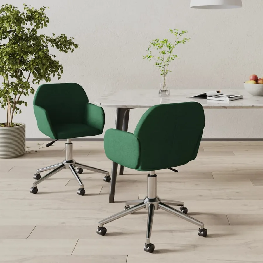 Chaises pivotantes à manger lot de 2 vert foncé tissu