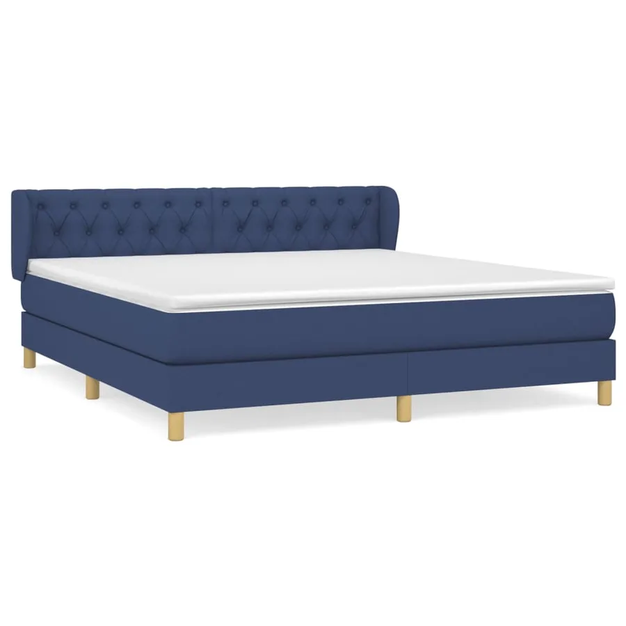 Sommier à lattes de lit avec matelas Bleu 160x200 cm Tissu - 2