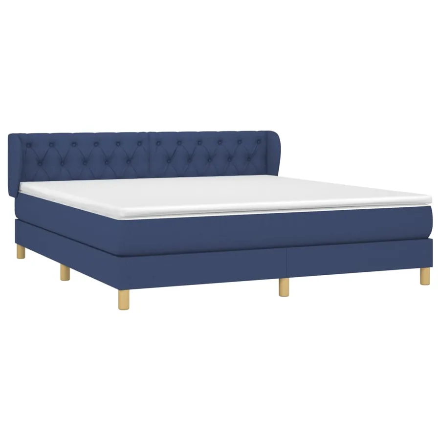Sommier à lattes de lit avec matelas Bleu 160x200 cm Tissu - 3