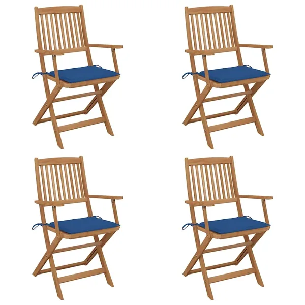 Chaises pliables de jardin lot de 4 avec coussins Bois d'acacia