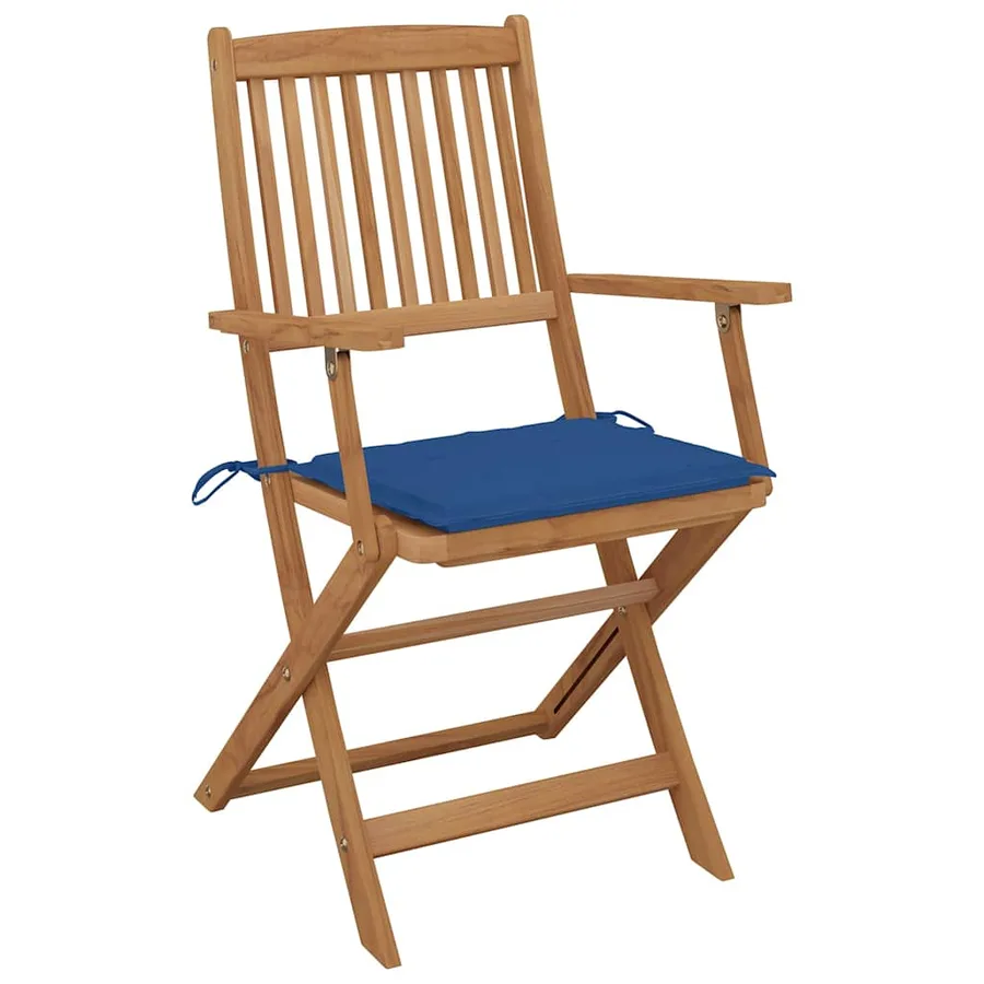 Chaises pliables de jardin lot de 4 avec coussins Bois d'acacia - 2