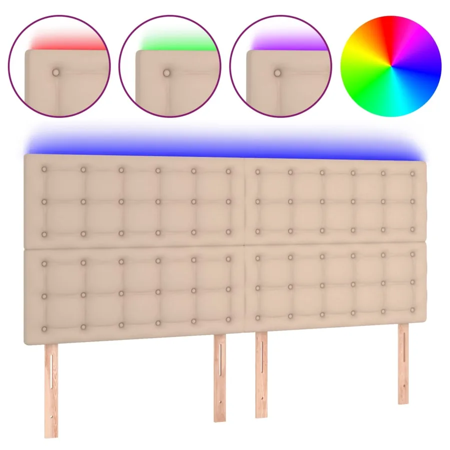 Tête de lit à LED Cappuccino 160x5x118/128 cm Similicuir - 2
