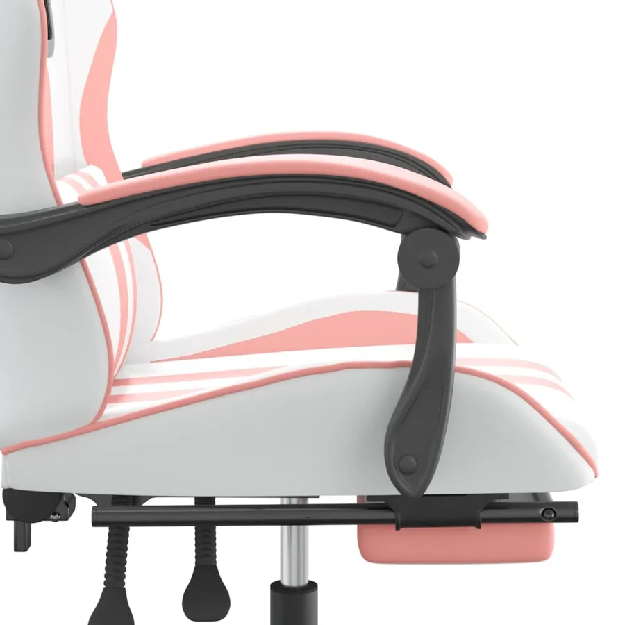 Chaise de jeu avec repose-pied Blanc et rose Similicuir - 11
