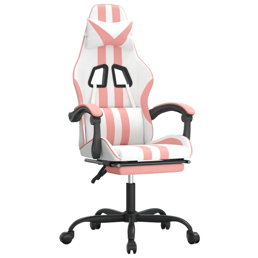 Chaise de jeu avec repose-pied Blanc et rose Similicuir - 2