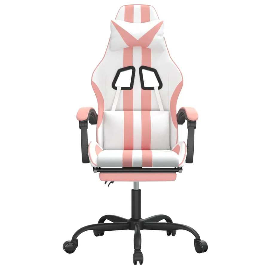 Chaise de jeu avec repose-pied Blanc et rose Similicuir - 3