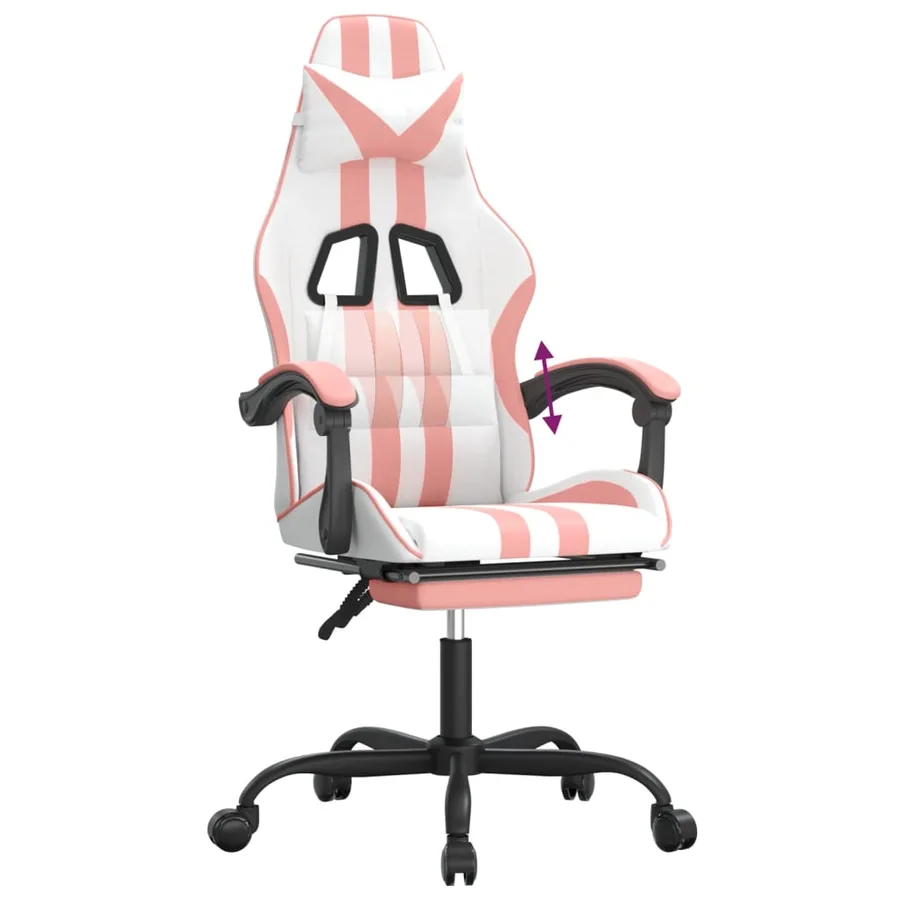Chaise de jeu avec repose-pied Blanc et rose Similicuir - 8
