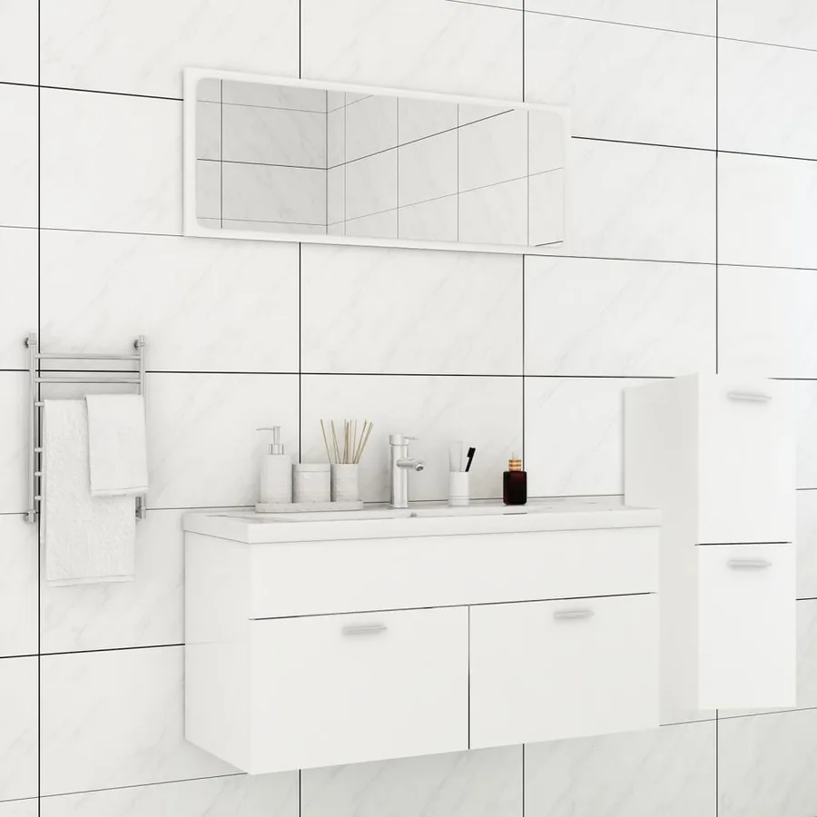 Ensemble de meubles de salle de bain Blanc Aggloméré