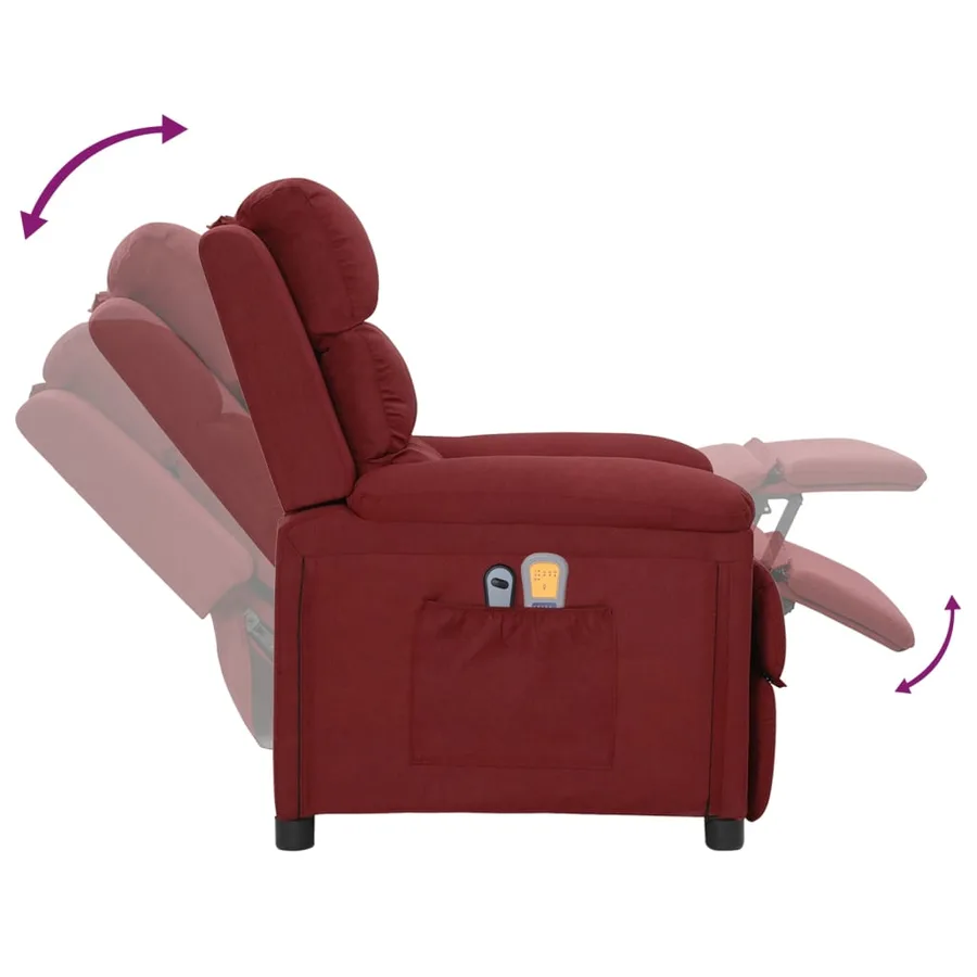 Fauteuil électrique de massage Bordeaux Tissu - 8