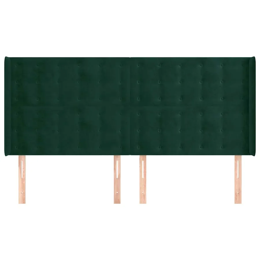 Tête de lit avec oreilles Vert foncé 163x16x118/128 cm Velours - 3