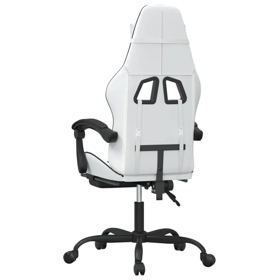 Chaise de jeu avec repose-pied Blanc et noir Similicuir - 5