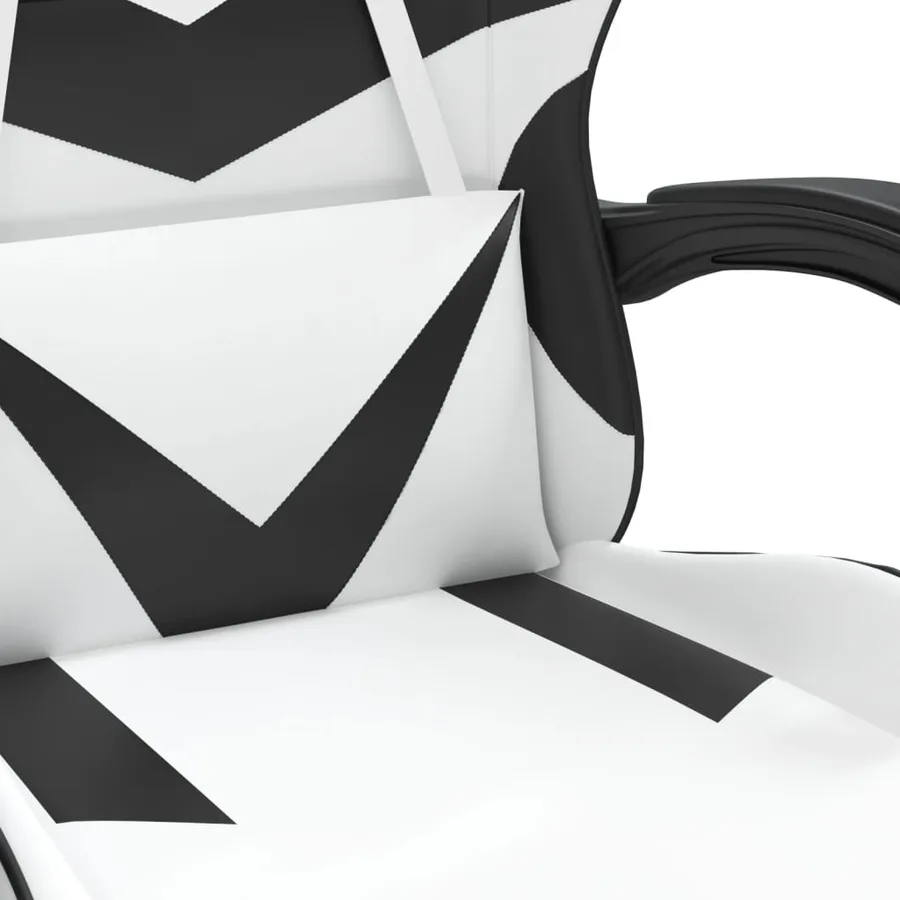 Chaise de jeu avec repose-pied Blanc et noir Similicuir - 9