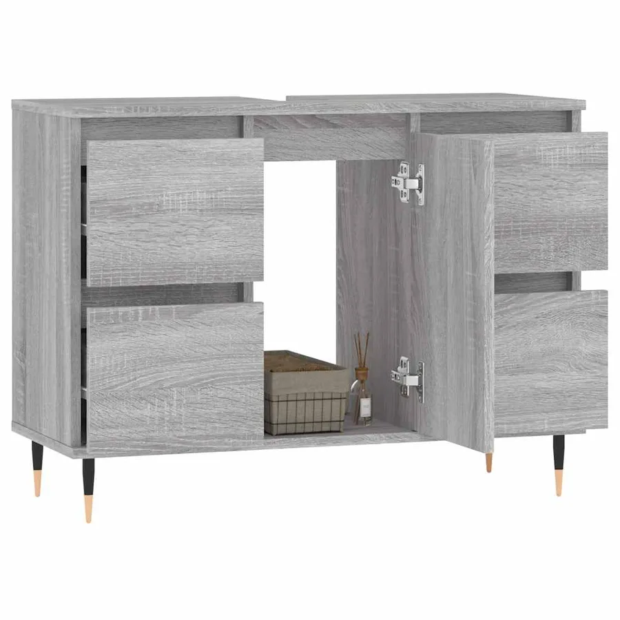 Armoire salle de bain sonoma gris 80x33x60 cm bois d'ingénierie - 3