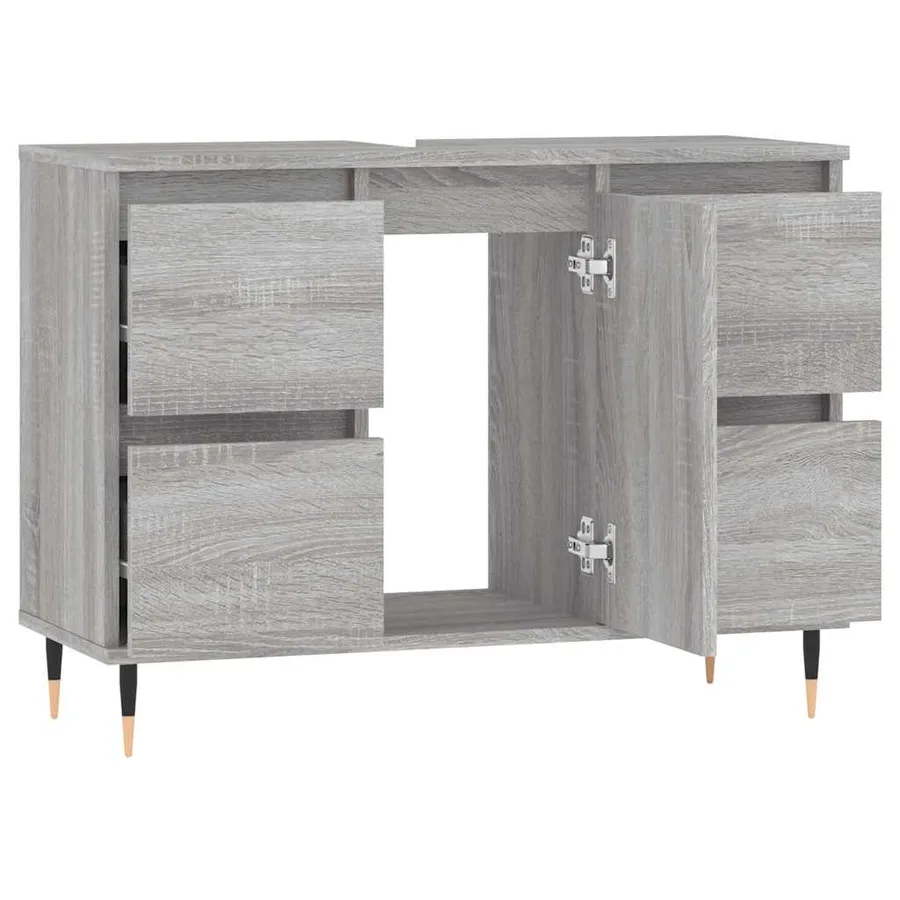 Armoire salle de bain sonoma gris 80x33x60 cm bois d'ingénierie - 4