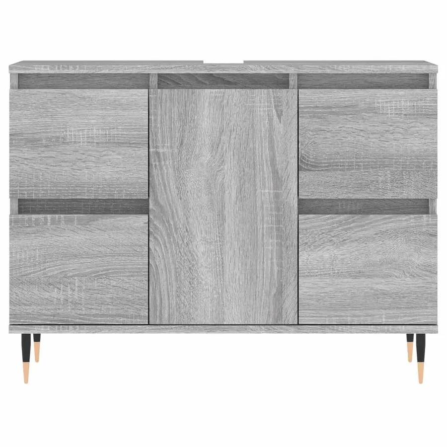 Armoire salle de bain sonoma gris 80x33x60 cm bois d'ingénierie - 5