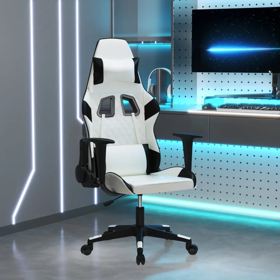 Chaise de jeu Blanc et noir Similicuir