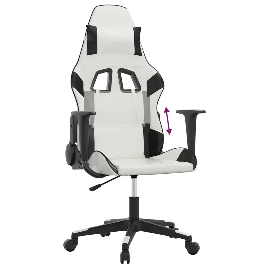 Chaise de jeu Blanc et noir Similicuir - 7