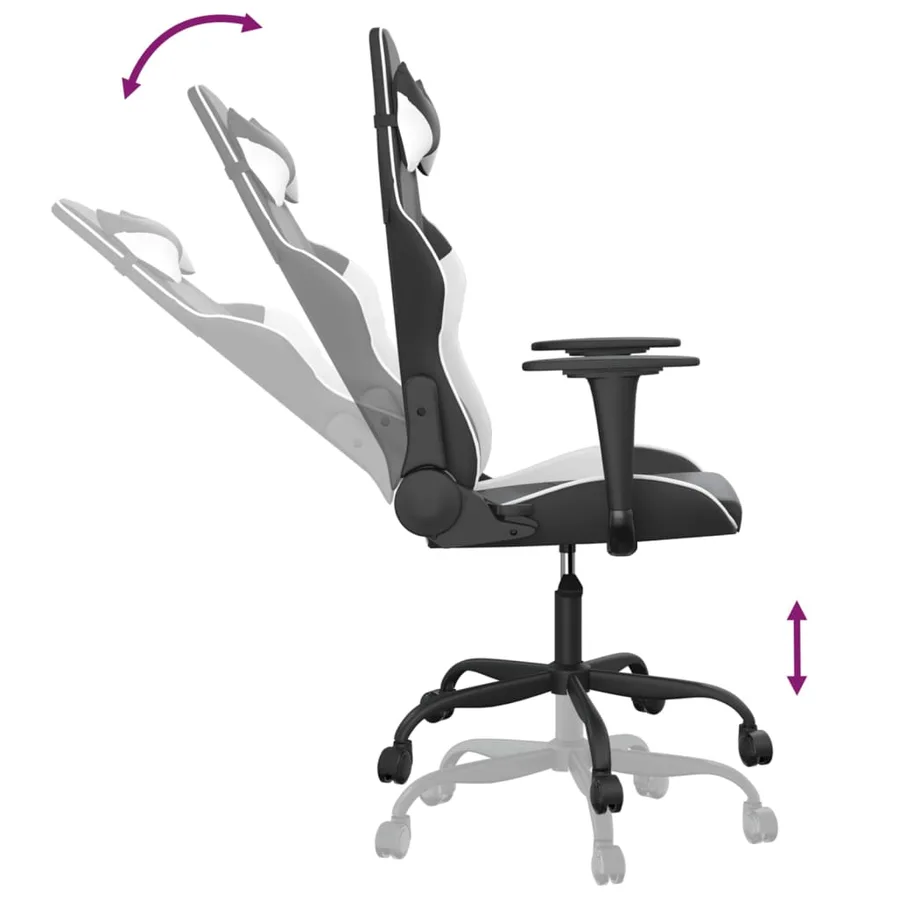 Chaise de jeu Noir et blanc Similicuir - 6