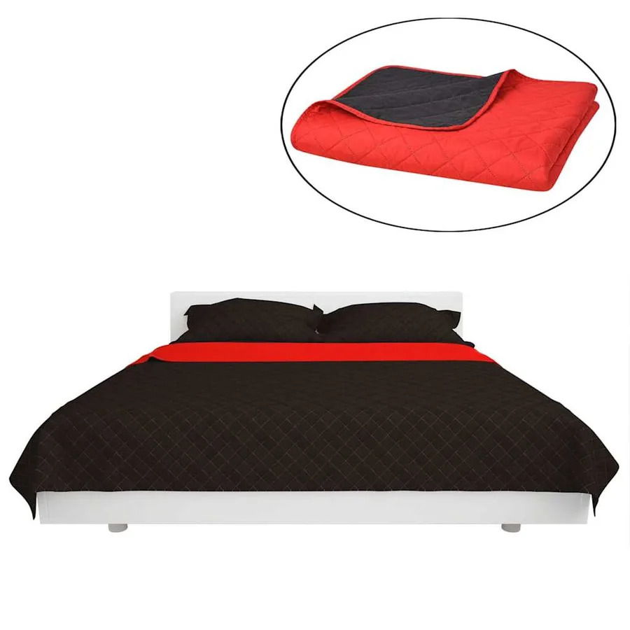 Couvre-lit matelassé double-face Rouge et noir 170x210 cm - 2