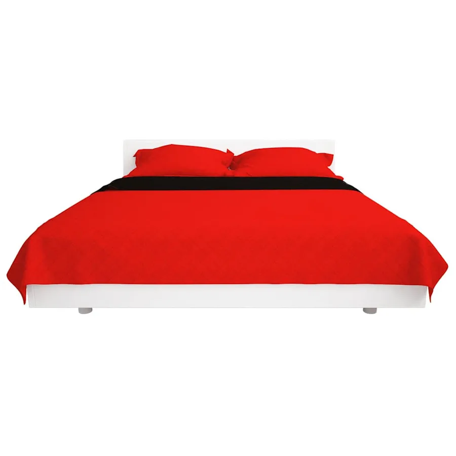 Couvre-lit matelassé double-face Rouge et noir 170x210 cm - 3