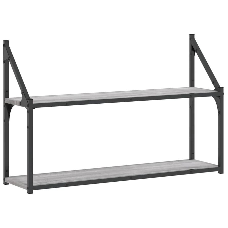 Étagère murale 2 niveaux sonoma gris 80x21x51 cm - 2