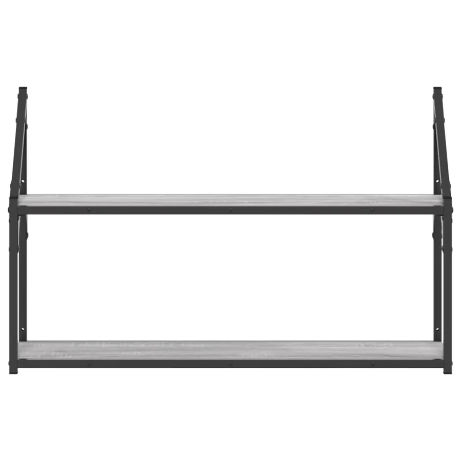 Étagère murale 2 niveaux sonoma gris 80x21x51 cm - 4