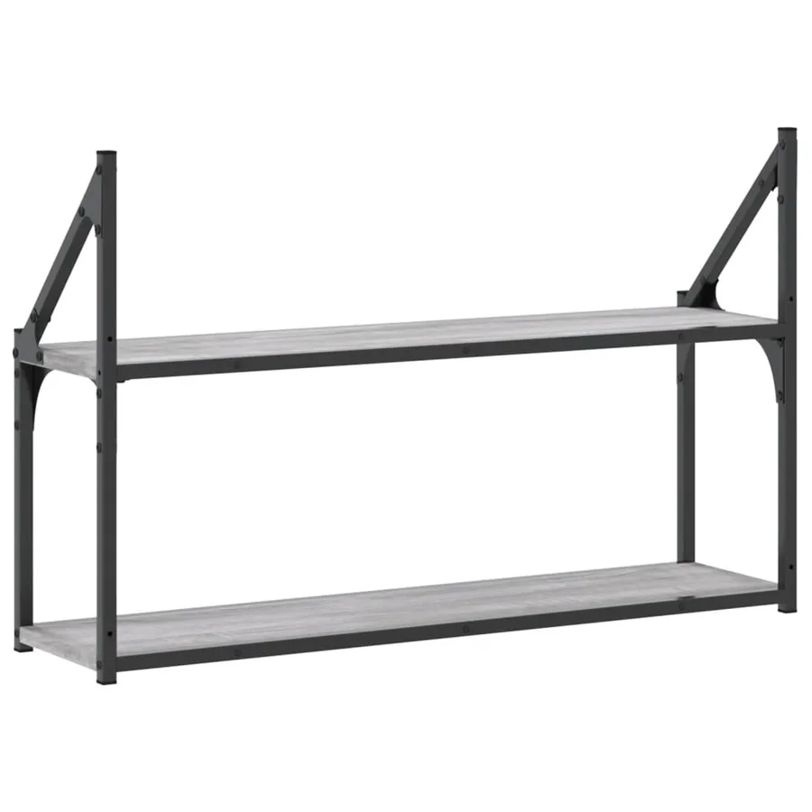 Étagère murale 2 niveaux sonoma gris 80x21x51 cm - 6