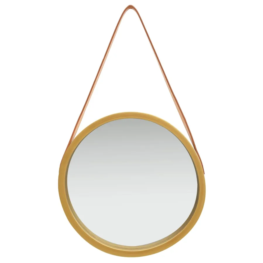 Miroir mural avec sangle 40 cm Doré - 2