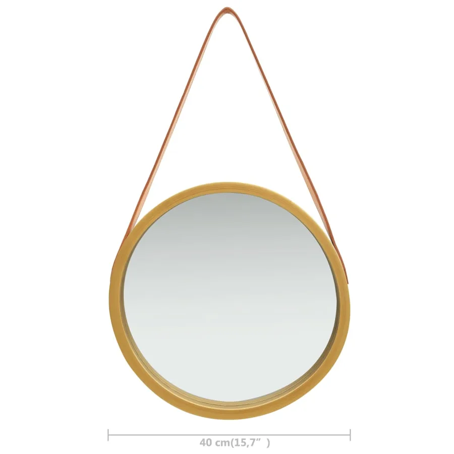 Miroir mural avec sangle 40 cm Doré - 6