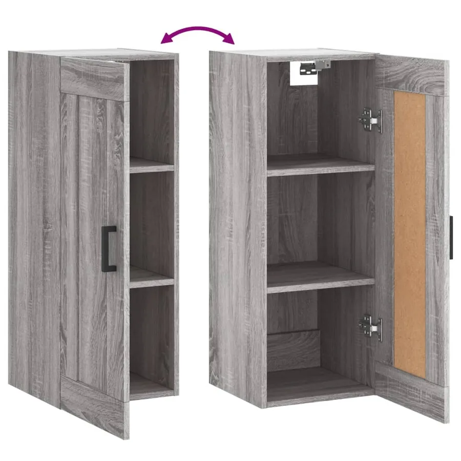 Armoire murale sonoma gris 34,5x34x90 cm bois d'ingénierie - 10
