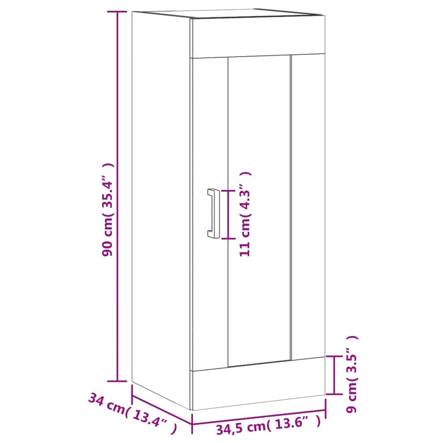 Armoire murale sonoma gris 34,5x34x90 cm bois d'ingénierie - 14