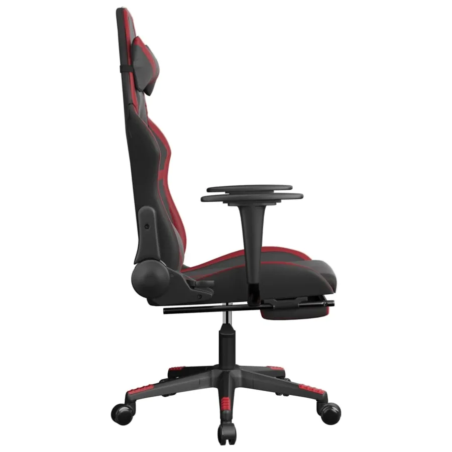 Chaise de jeu de massage repose-pied Noir&Bordeaux Similicuir - 5