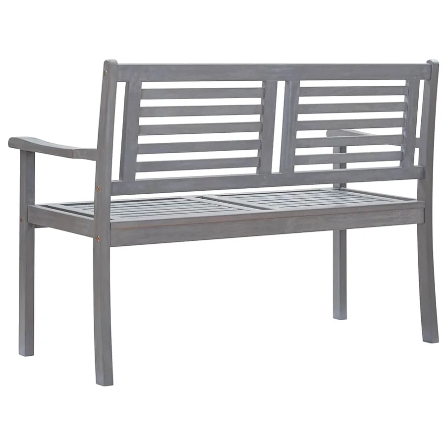 Banc de jardin 2 places avec coussin 120 cm Gris Eucalyptus - 4
