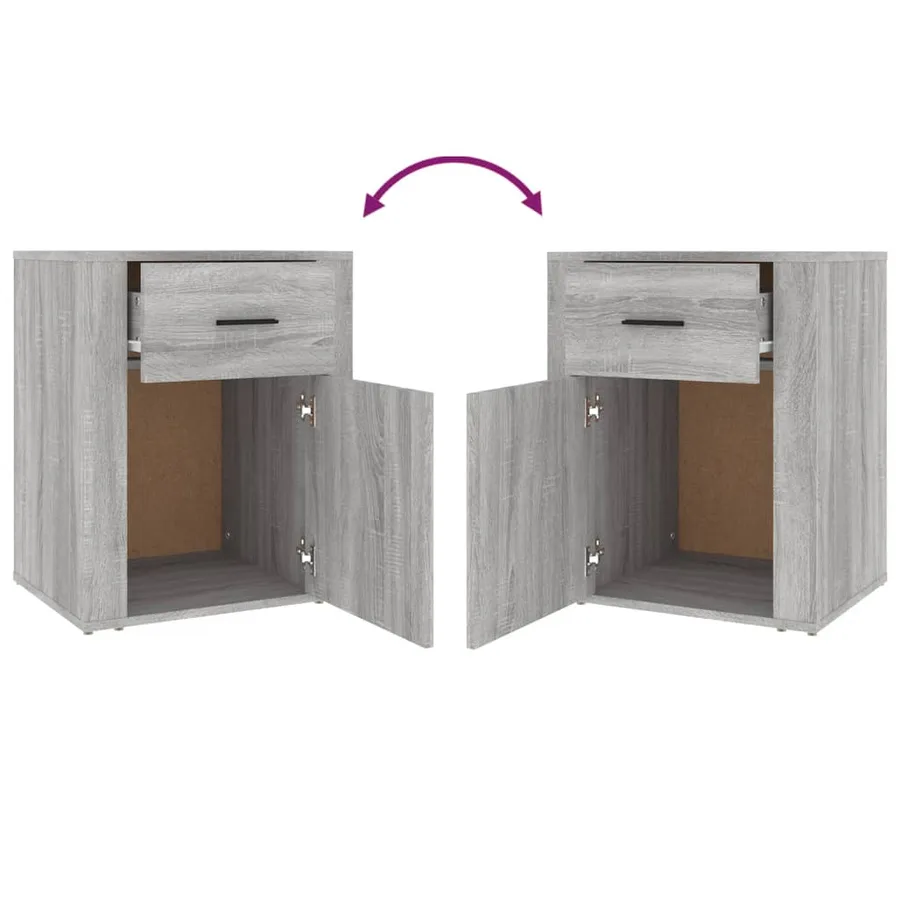 Table de chevet Sonoma gris 50x36x60 cm Bois d'ingénierie - 9