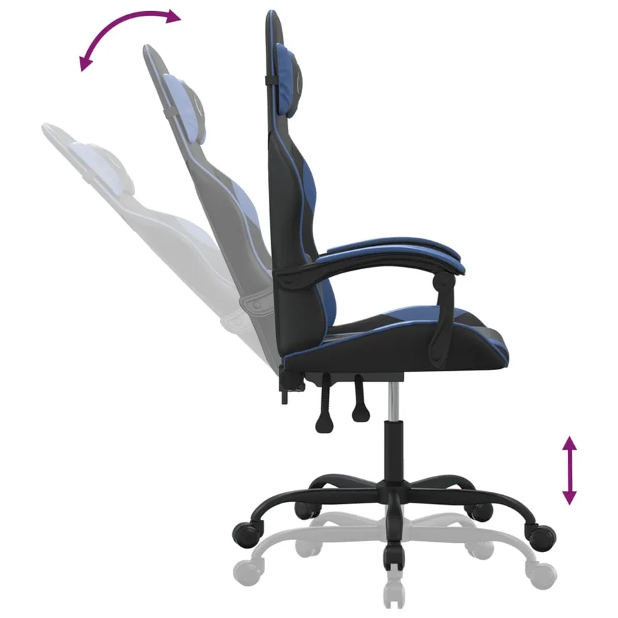 Chaise de jeu Noir et bleu Similicuir - 6