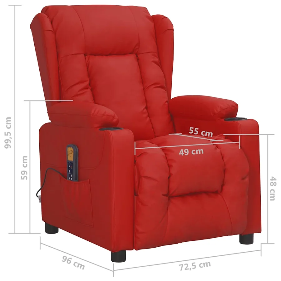 Fauteuil de massage Rouge bordeaux Similicuir - 9