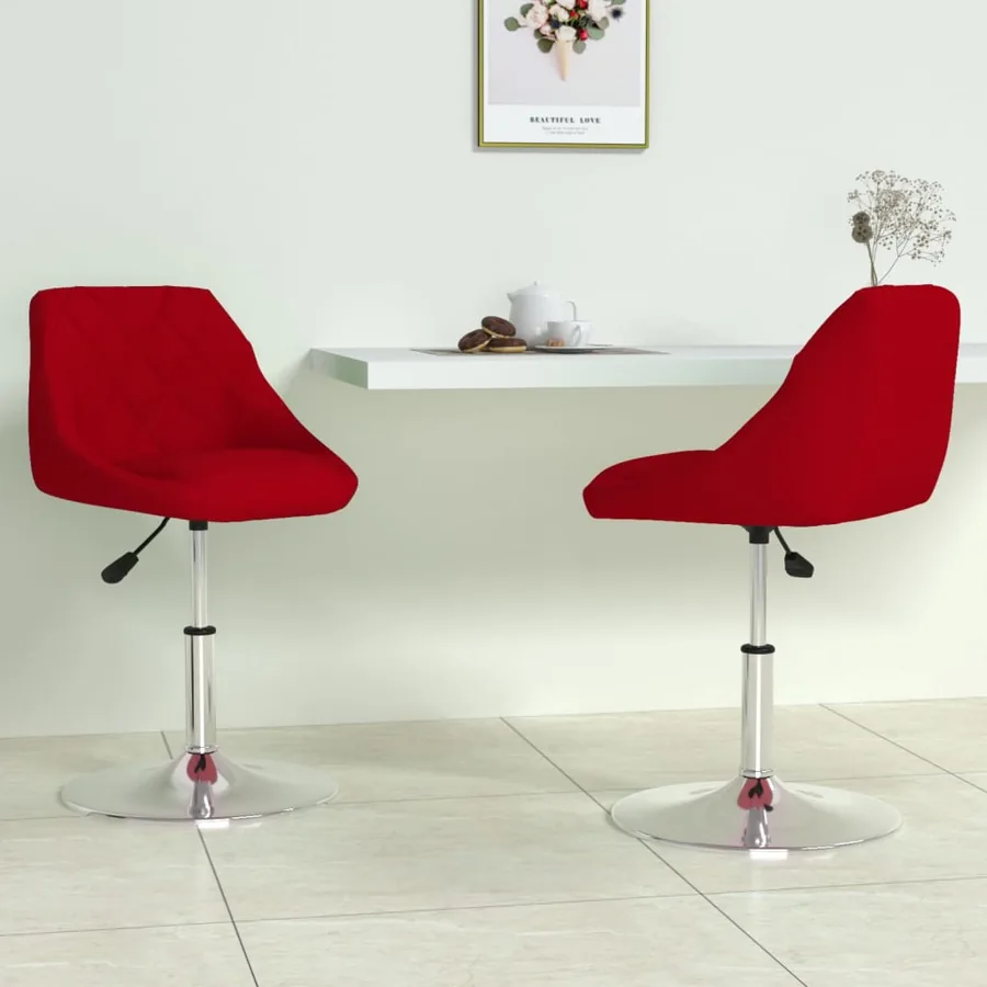 Chaises pivotantes à manger lot de 2 Rouge bordeaux Velours