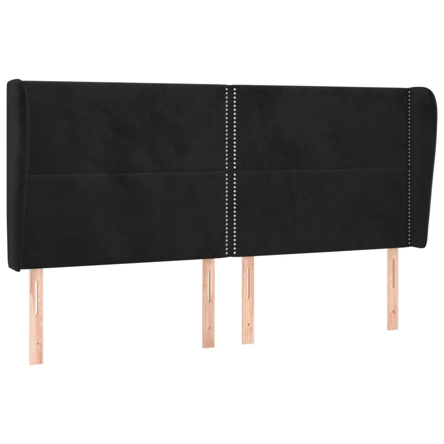 Tête de lit avec oreilles Noir 183x23x118/128 cm Velours - 2