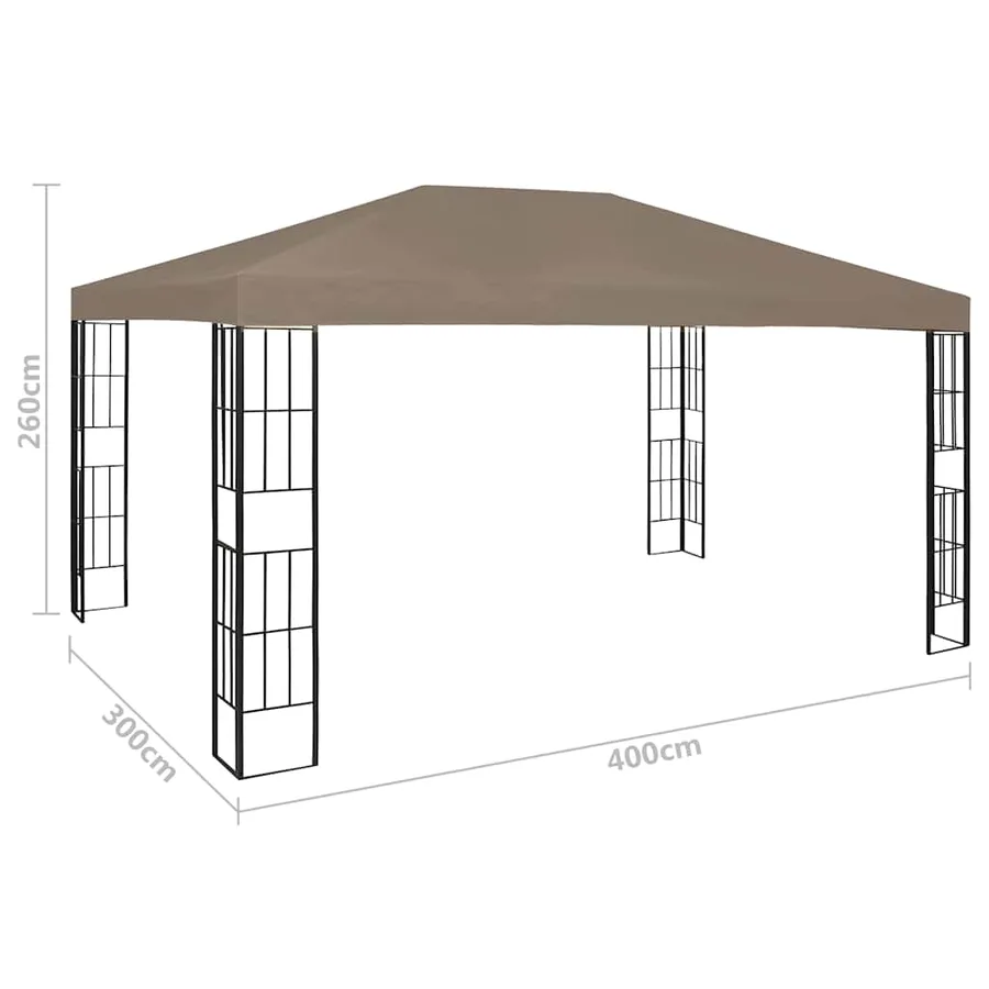 Tonnelle avec guirlande lumineuse à LED 4x3 m Taupe - 11