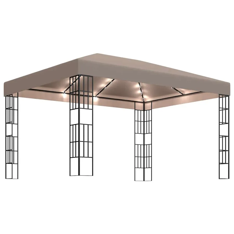Tonnelle avec guirlande lumineuse à LED 4x3 m Taupe - 2