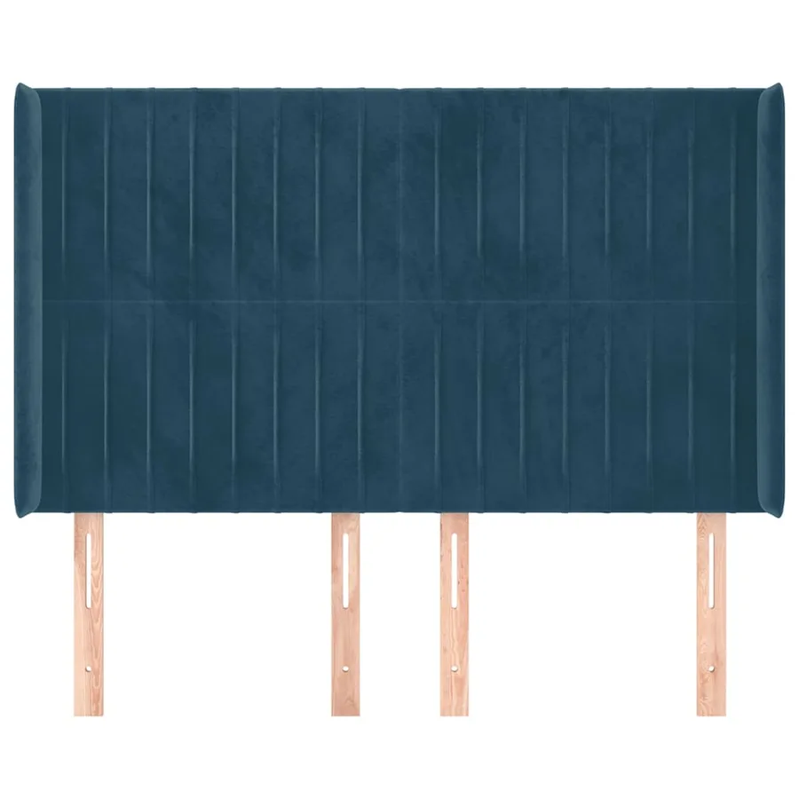 Tête de lit avec oreilles Bleu foncé 147x16x118/128 cm Velours - 3