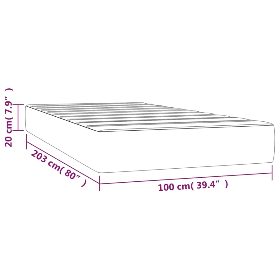Matelas de lit à ressorts ensachés fermeté moyenne 100x203x20 cm velours - 7