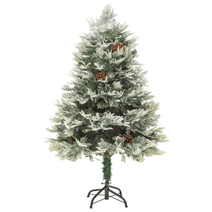 Sapin de Noël pré-éclairé et pommes de pin vert 150cm PVC et PE - 2