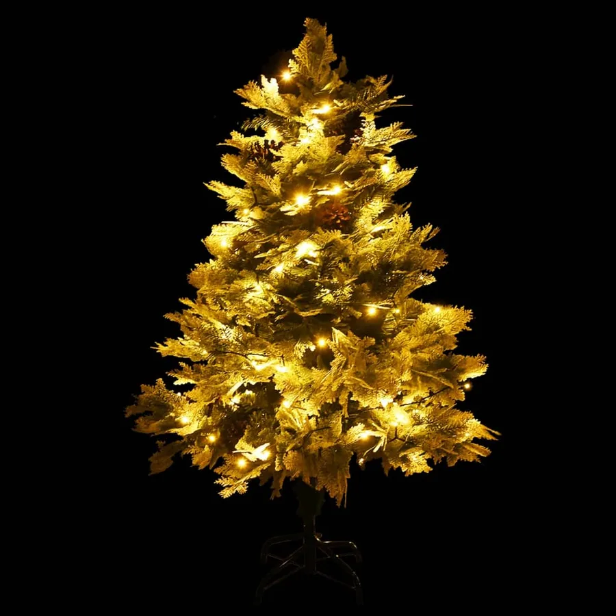 Sapin de Noël pré-éclairé et pommes de pin vert 150cm PVC et PE - 3