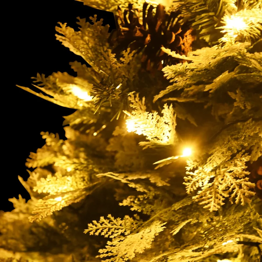 Sapin de Noël pré-éclairé et pommes de pin vert 150cm PVC et PE - 5