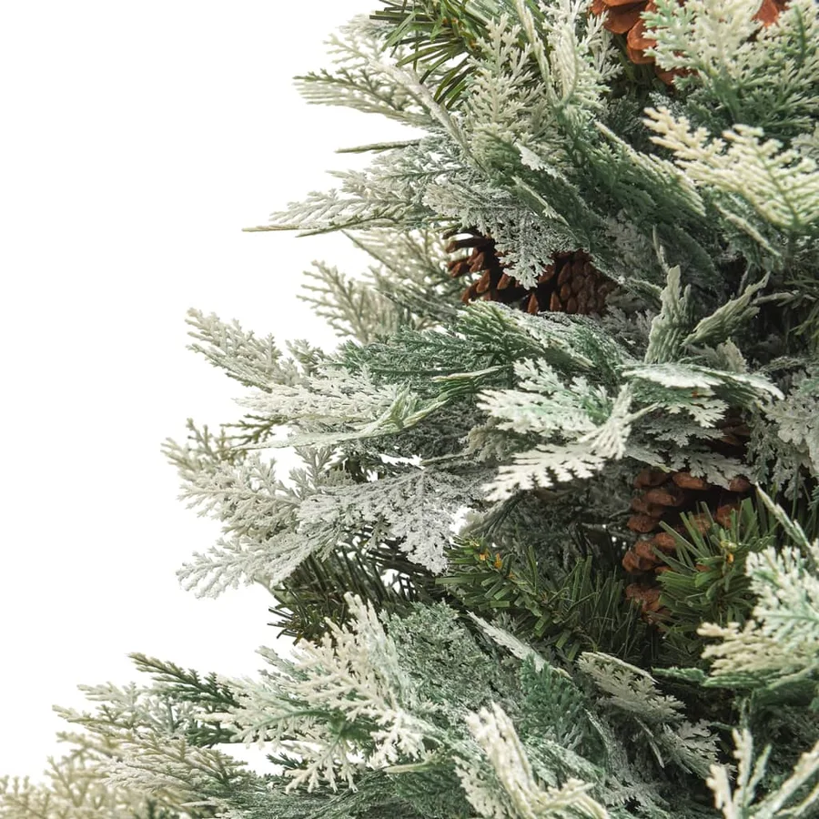 Sapin de Noël pré-éclairé et pommes de pin vert 150cm PVC et PE - 6